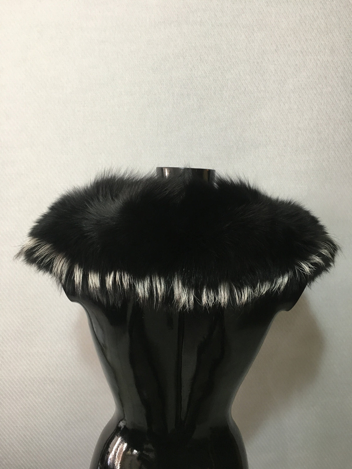 Elegant Black with Silver  Fox Fur Collar