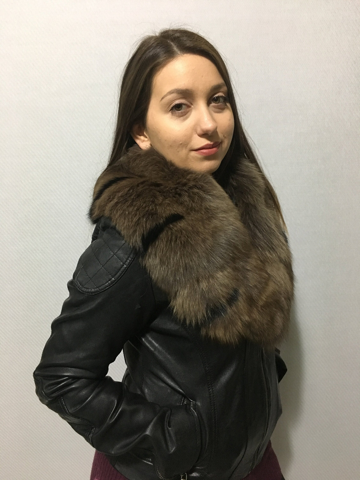 Gorgeous Brown With Black Strips  Fox Fur Collar,Fox Fur , Real Fox Fur ,Coat collar , Winter Fur Collar detachable