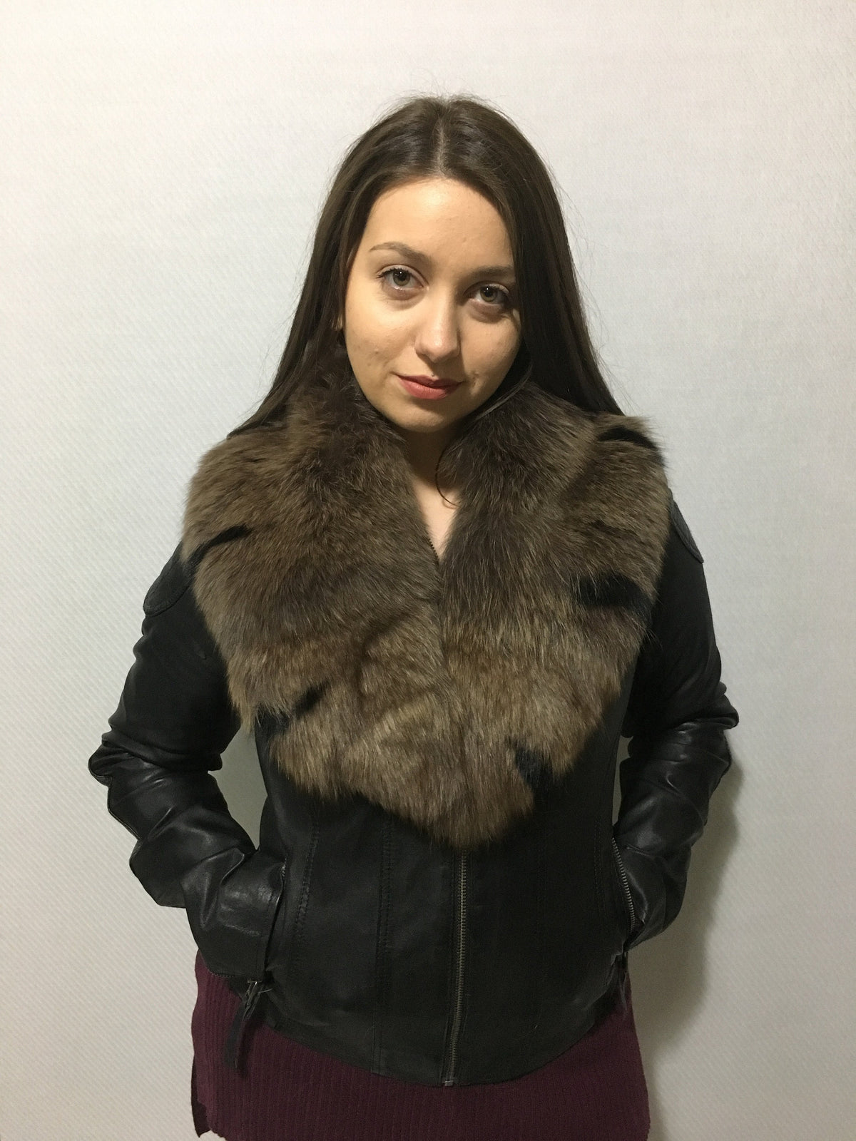Gorgeous Brown With Black Strips  Fox Fur Collar,Fox Fur , Real Fox Fur ,Coat collar , Winter Fur Collar detachable