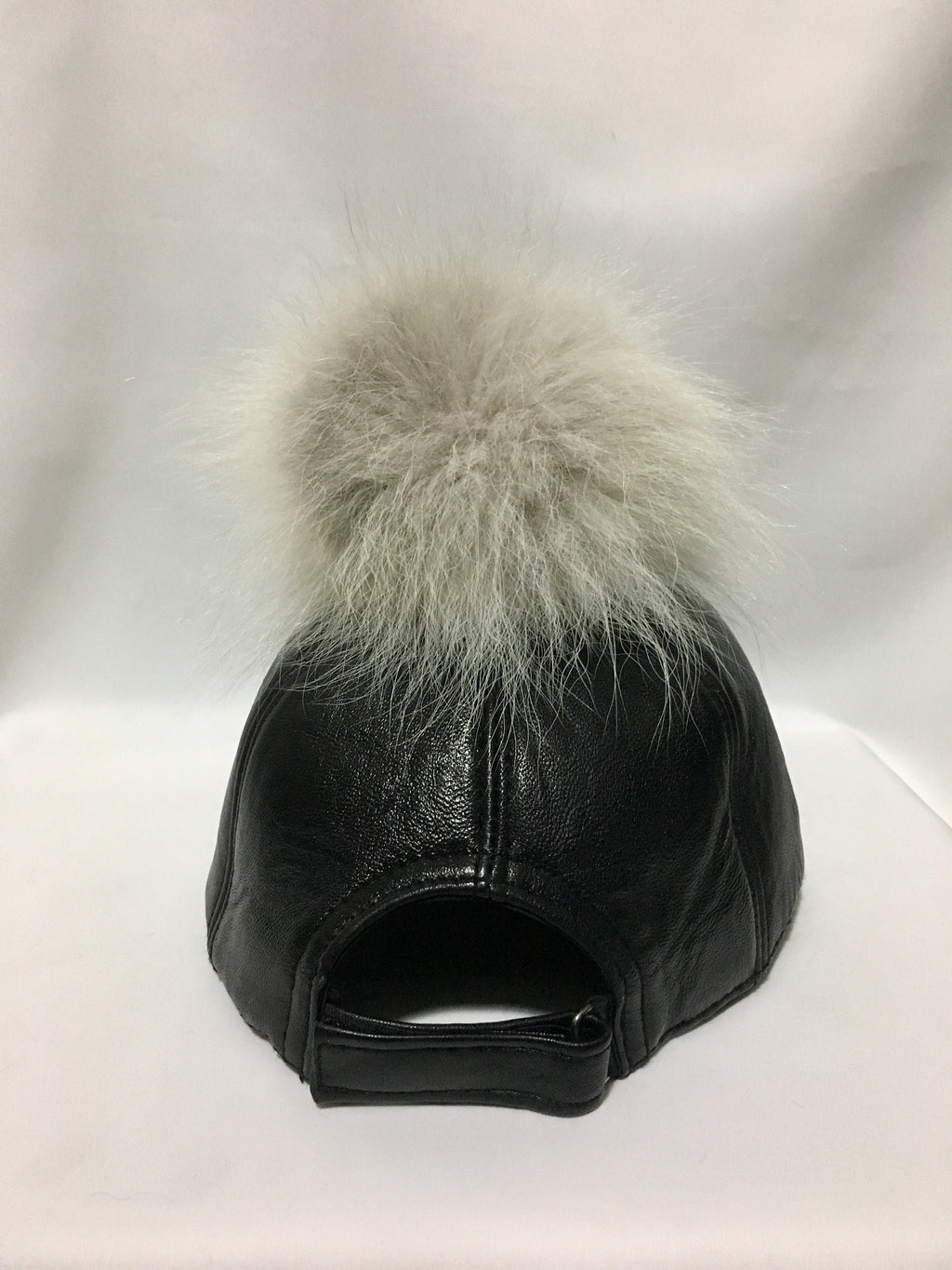 Leather Hat, leather cap,fur hat, leather hat with pompom ,pom pom baseball hat, baseball hat with pom pom. real leather  cap with fur