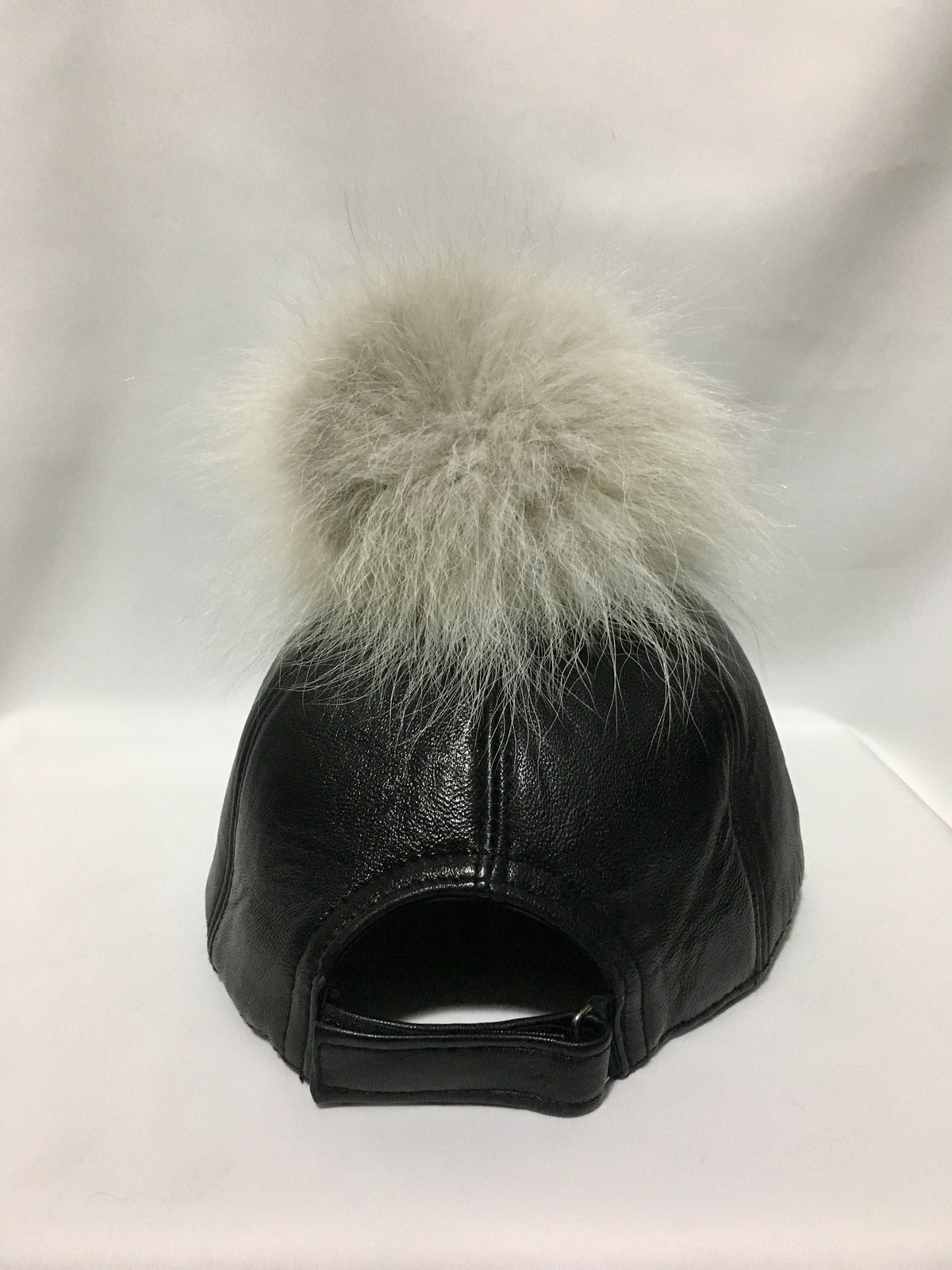Leather Hat, leather cap,fur hat, leather hat with pompom ,pom pom baseball hat, baseball hat with pom pom. real leather  cap with fur