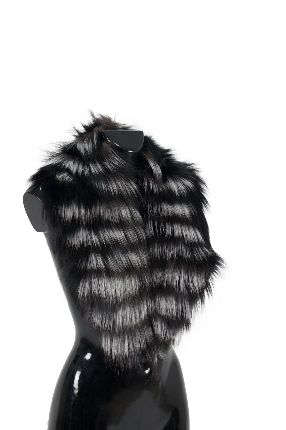 Fur collar, black and white Fox Fur Collar, Fur scarf, Fox Collar, Coat collar, Detachable Fox  Fur collar