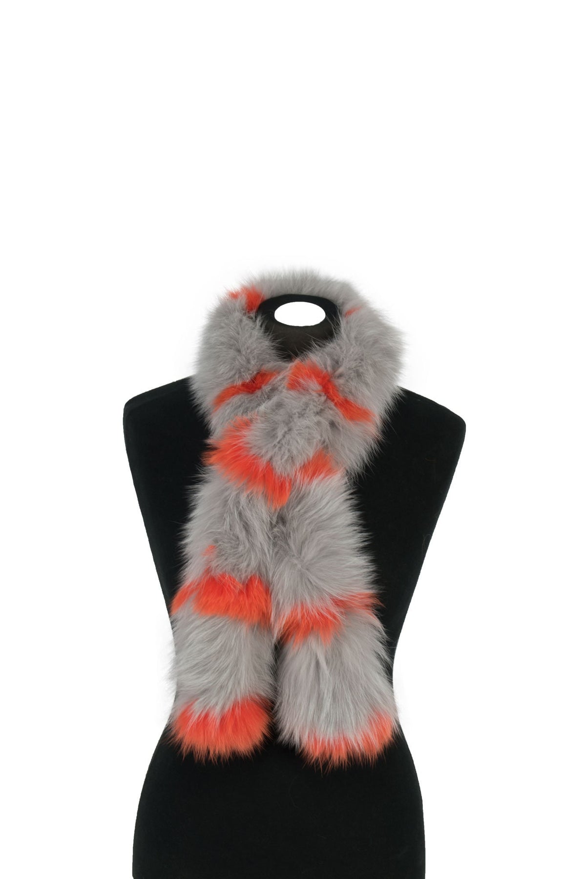 Magnifique Gray-Orange  Fox  Fur Scarf Collar
