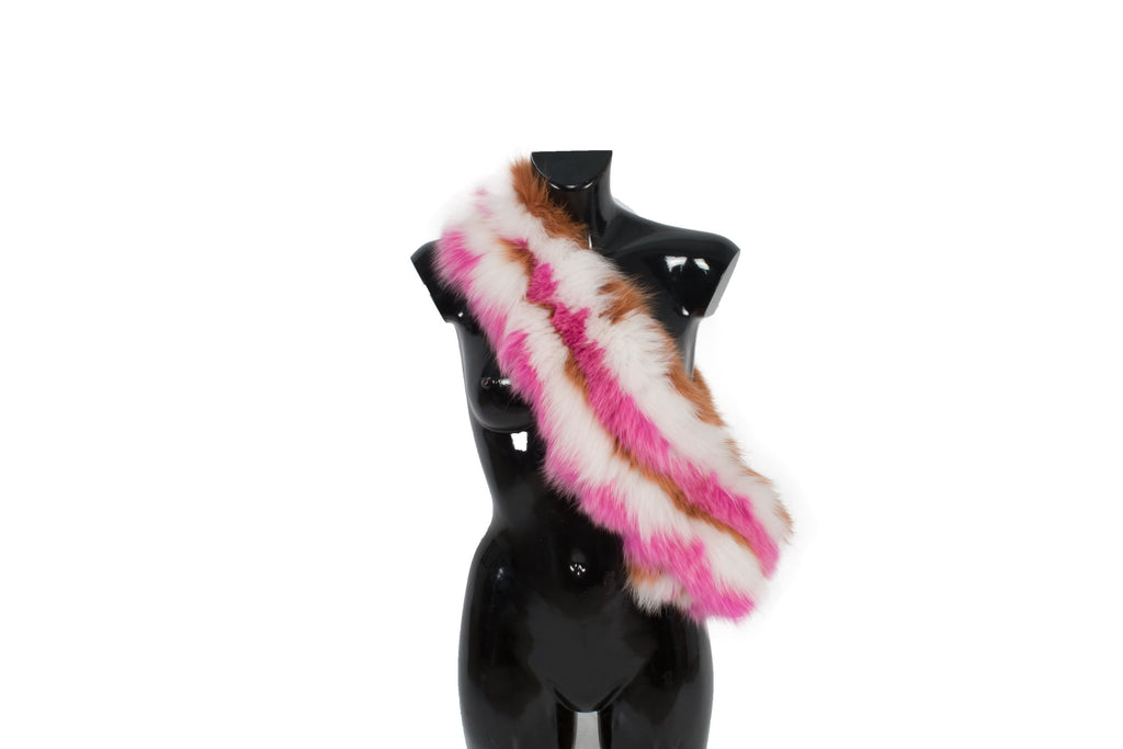 Real Natural Handmade  Pink-white-Rust  Fox  Fur Scarf-Collar. Fox Fur Etole . best gift for anniversaris and more