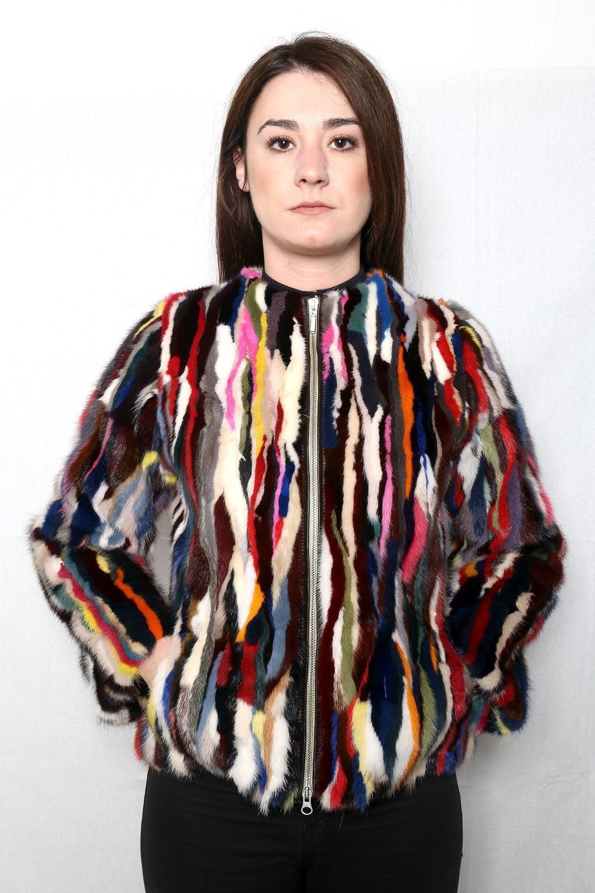 Rainbow Mink Fur Jacket. Mink jacket for woman!!