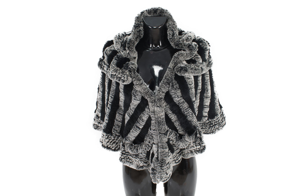 Knitted Rex rabbit Fur Stole | Rex Rabbit  FuR Poncho |  Fur Etolle | Luxury Gift For Women