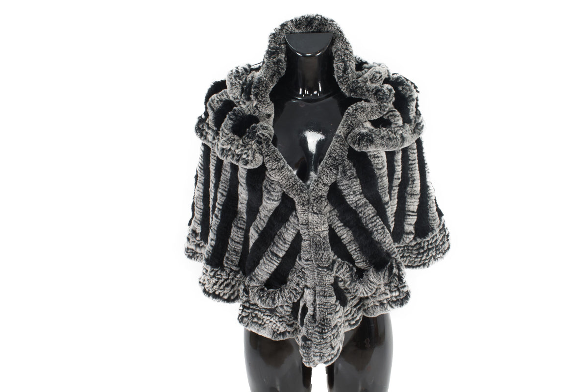 Knitted Rex rabbit Fur Stole | Rex Rabbit  FuR Poncho |  Fur Etolle | Luxury Gift For Women