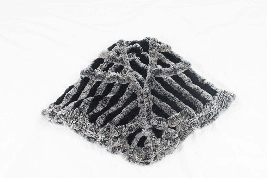 Knitted Rex rabbit Fur Stole | Rex Rabbit  FuR Poncho |  Fur Etolle | Luxury Gift For Women