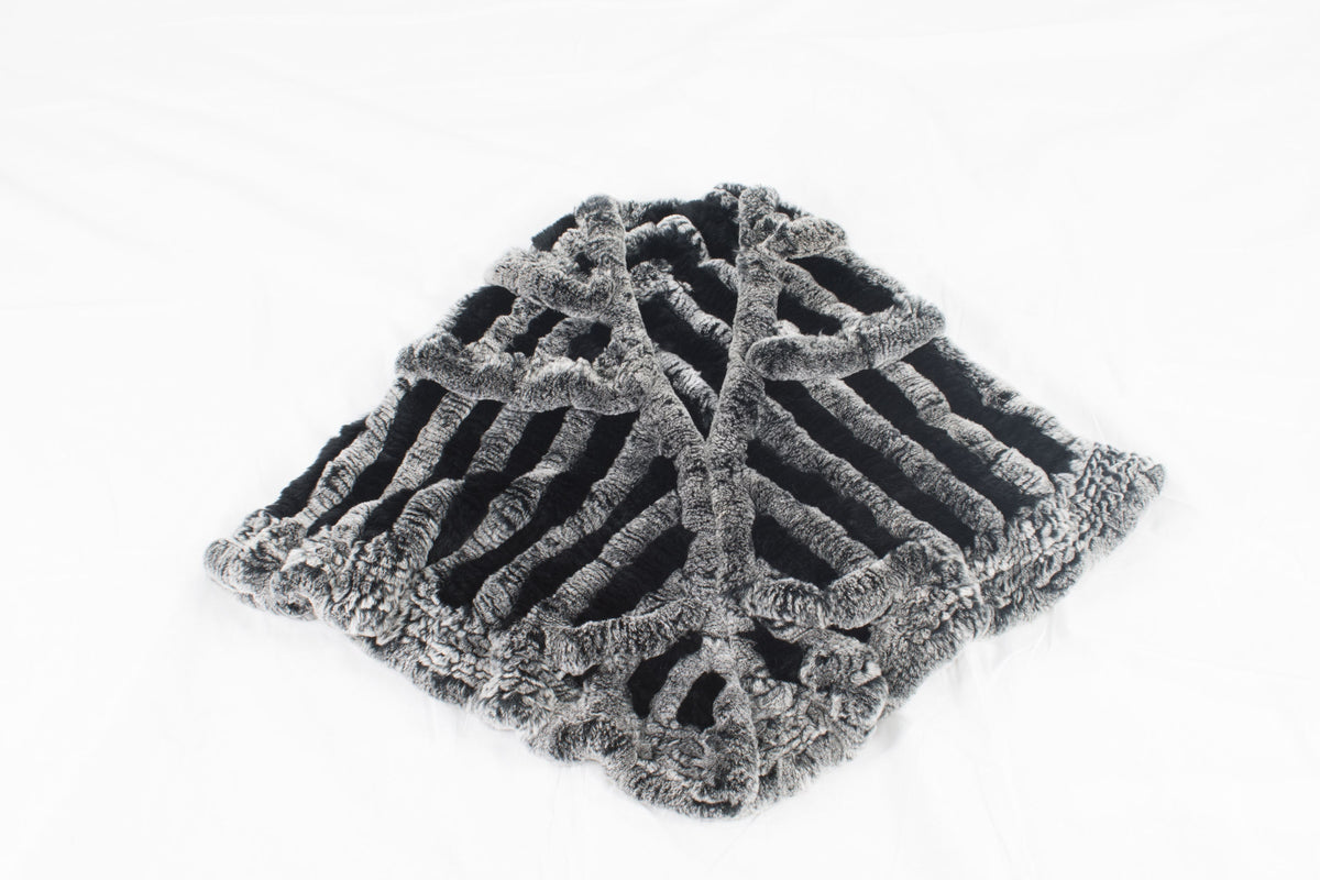 Knitted Rex rabbit Fur Stole | Rex Rabbit  FuR Poncho |  Fur Etolle | Luxury Gift For Women