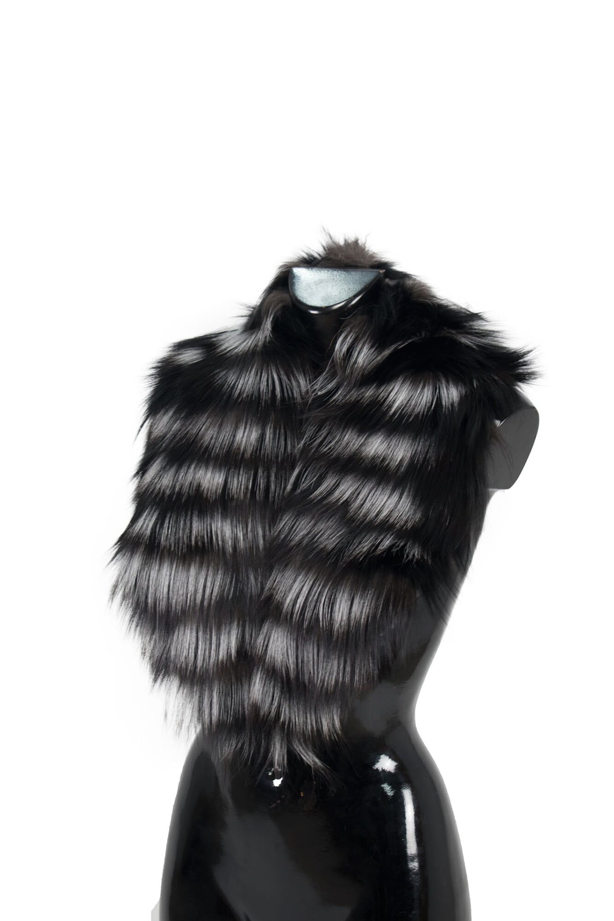 Fur collar, black and white Fox Fur Collar, Fur scarf, Fox Collar, Coat collar, Detachable Fox  Fur collar
