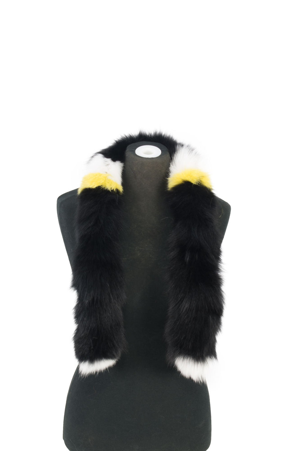 Beautiful Black-White-Yellow Fox Small Fur Scarf Collar
