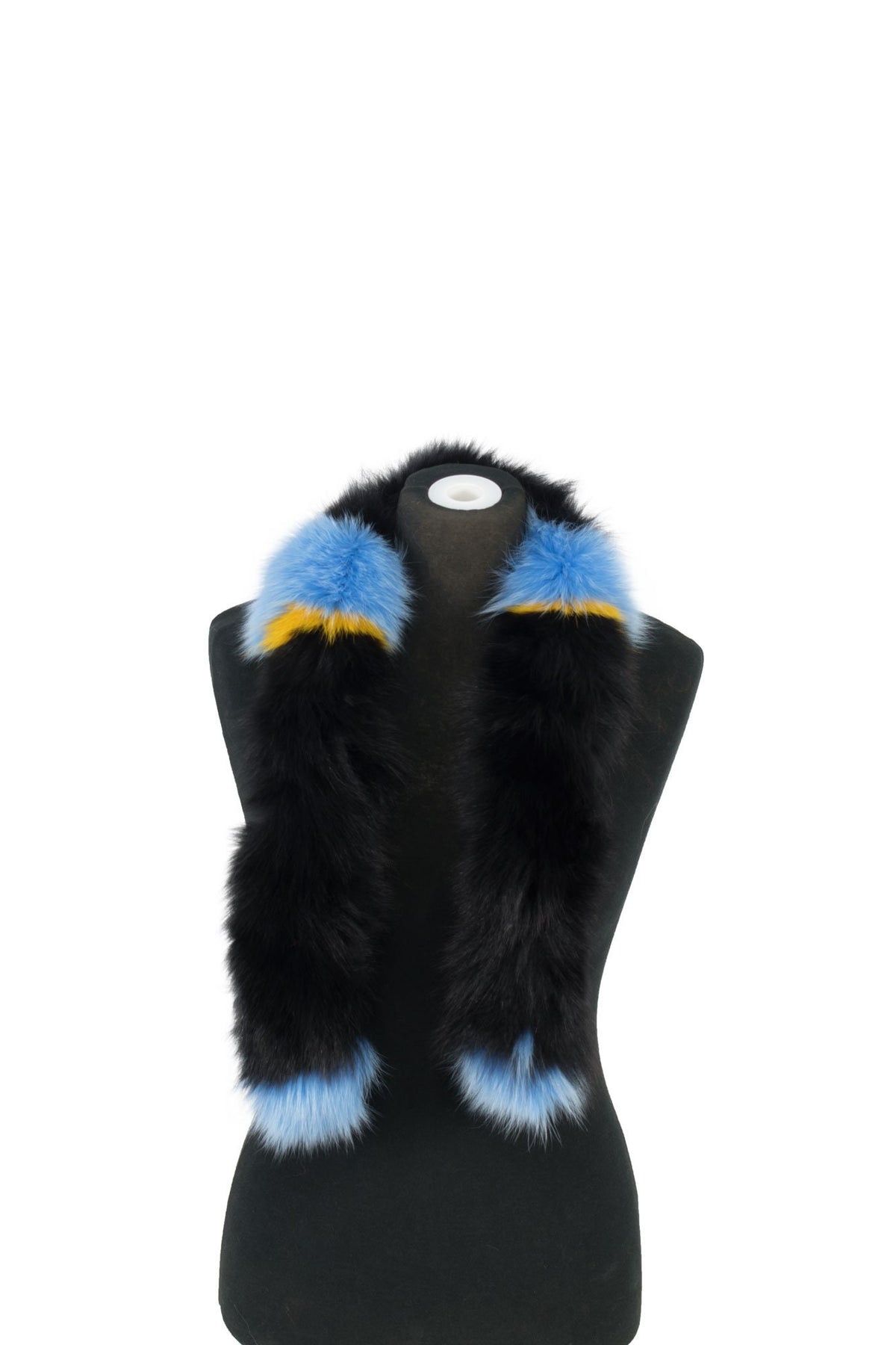 Gorgeous Black-Yellow-Blue Fox  Fur Scarf Collar