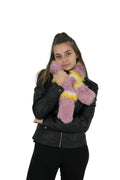 Gorgeous Pink-White-Yellow  Fox  Fur Scarf Collar