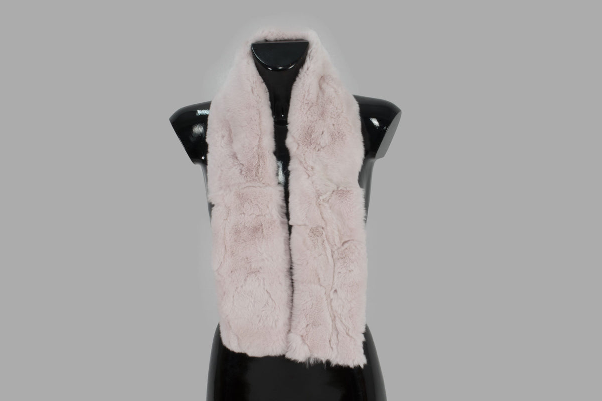 Light Pink Rex rabbit Real Fur Scarf