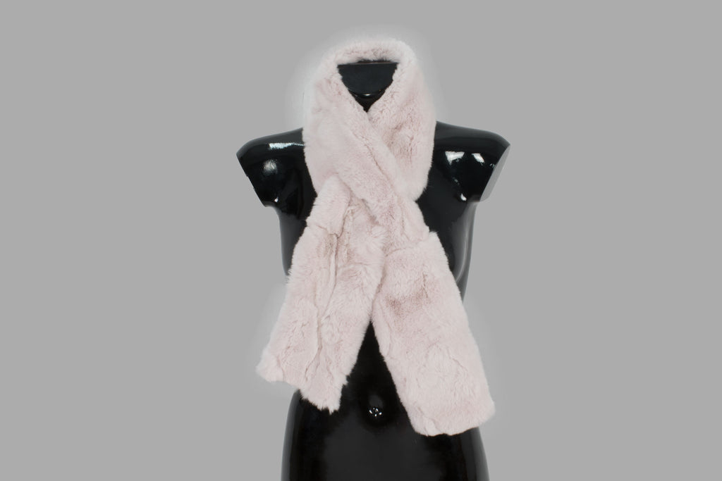 Light Pink Rex rabbit Real Fur Scarf