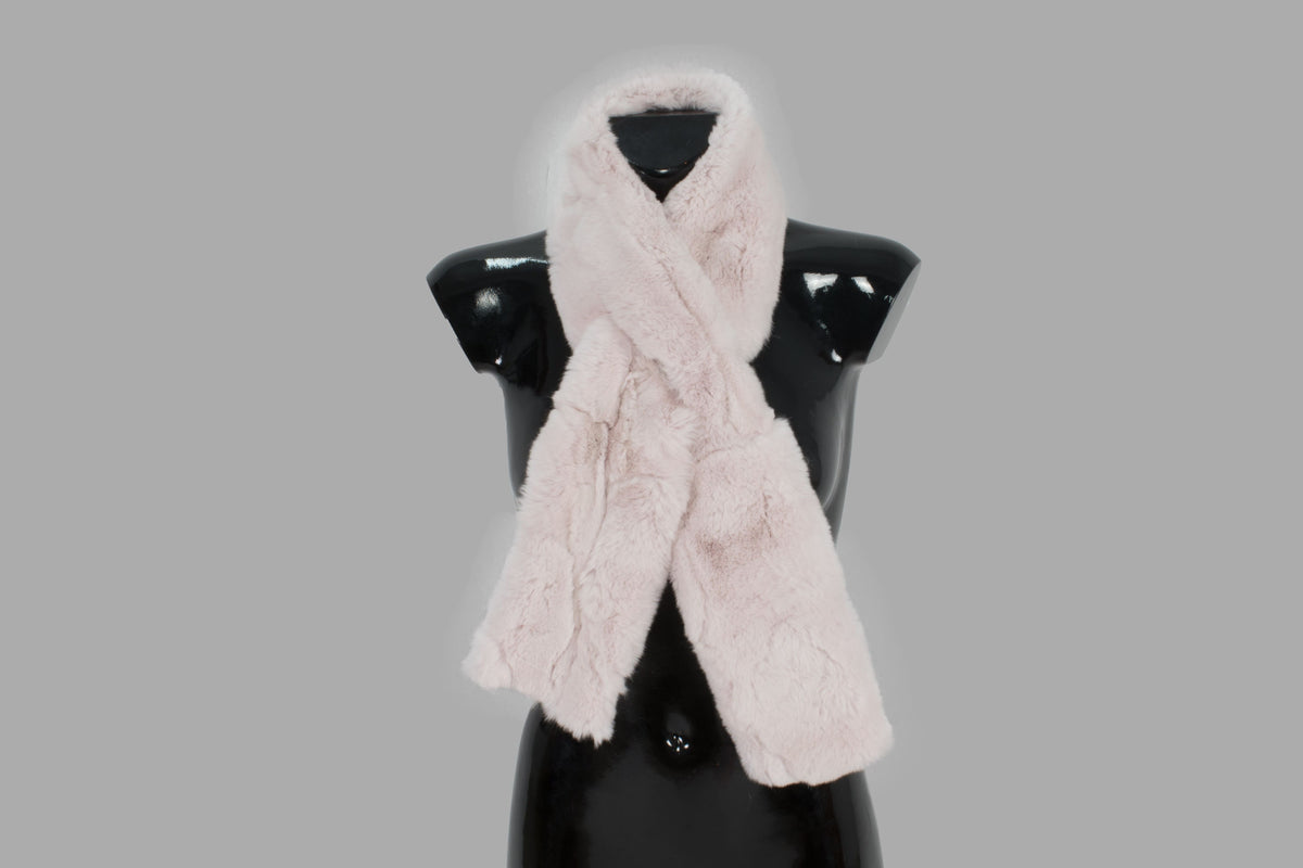 Light Pink Rex rabbit Real Fur Scarf