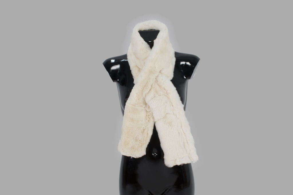 Fashionable  Genuine  Rex rabbit Real Fur Scarf  (Cream Color)