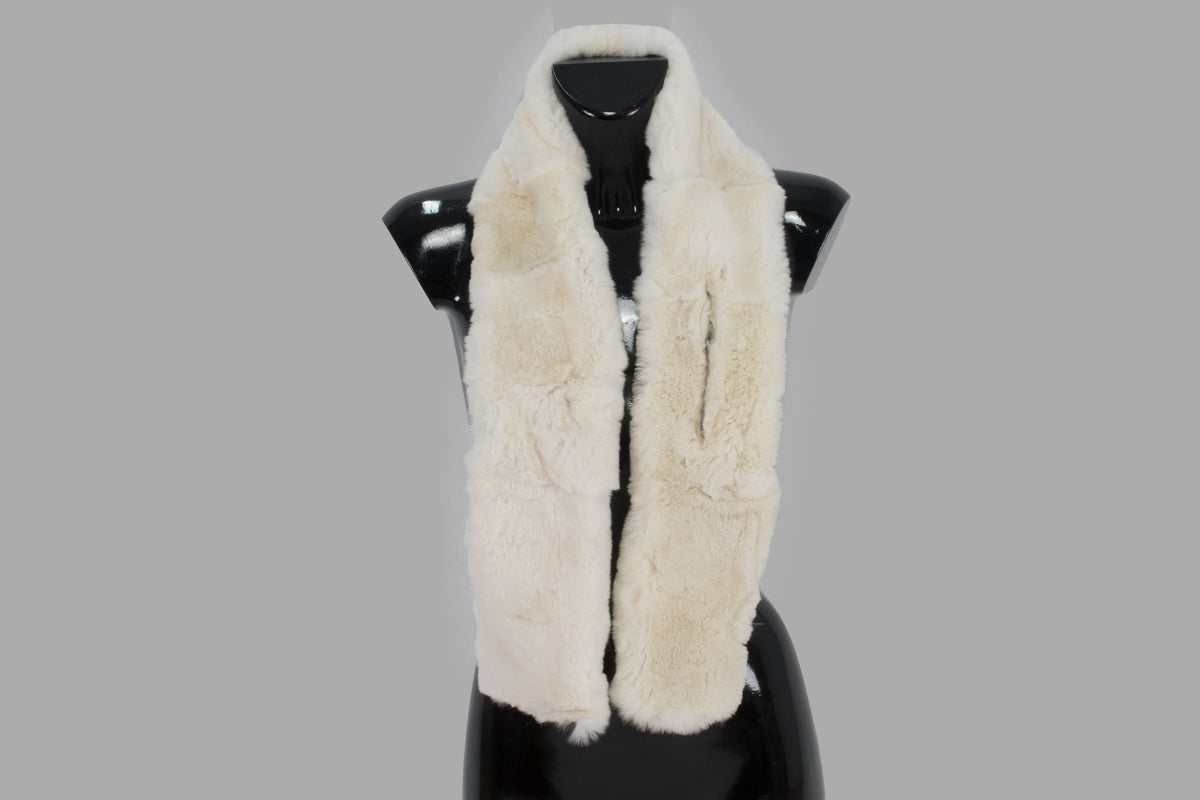Fashionable  Genuine  Rex rabbit Real Fur Scarf  (Cream Color)