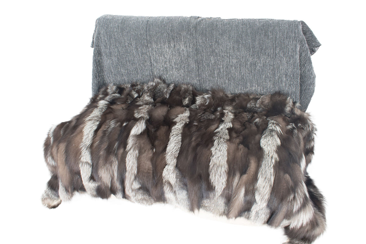 Real Silver fox fur Blanket. Genuine Silver Fox Fur Throw. Fox Fur carpet. Silver Fox Fur Rug