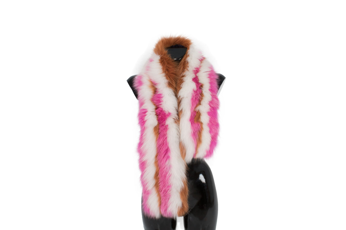 Real Natural Handmade  Pink-white-Rust  Fox  Fur Scarf-Collar. Fox Fur Etole . best gift for anniversaris and more