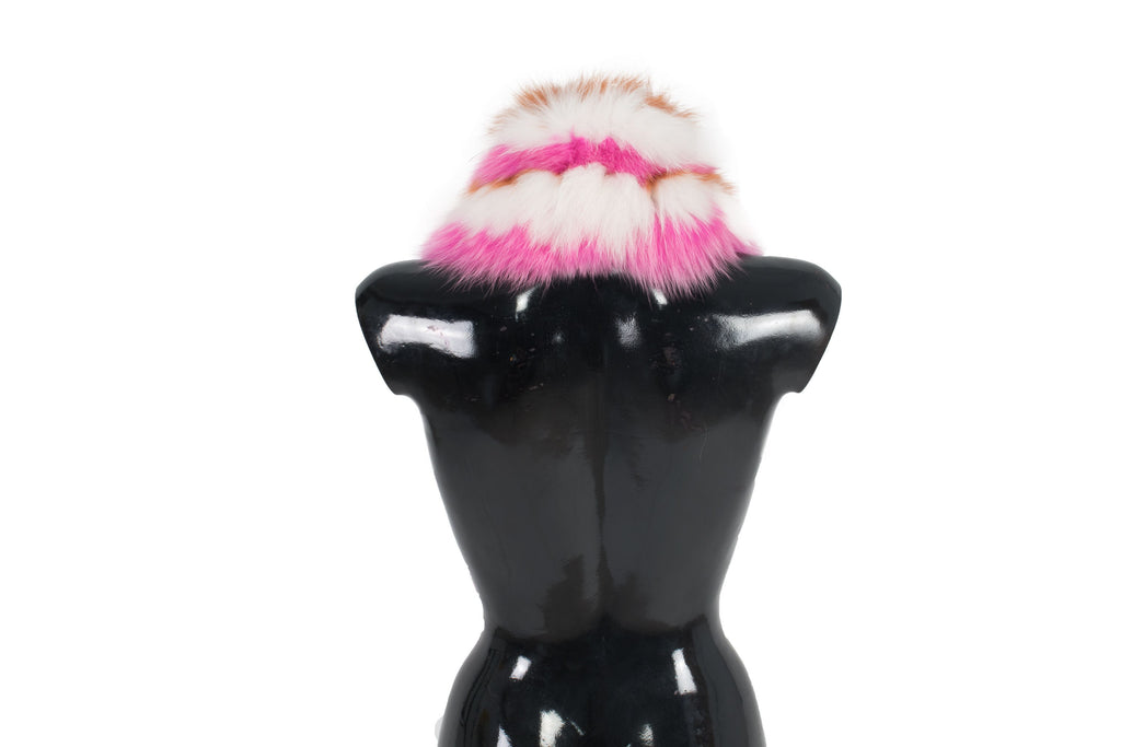 Real Natural Handmade  Pink-white-Rust  Fox  Fur Scarf-Collar. Fox Fur Etole . best gift for anniversaris and more