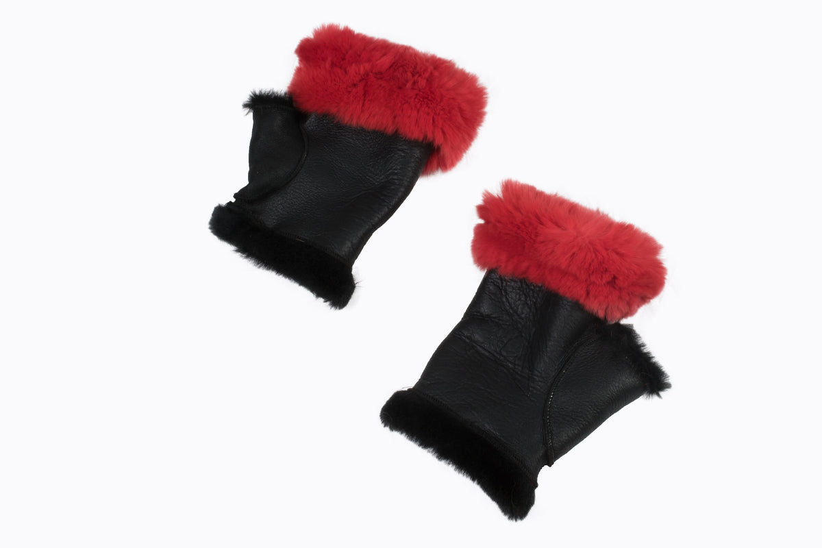 Sheepskin Fingerless  Fur One Size. Fashionable winter gloves for women