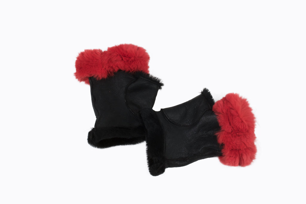 Sheepskin Fingerless  Fur One Size. Fashionable winter gloves for women
