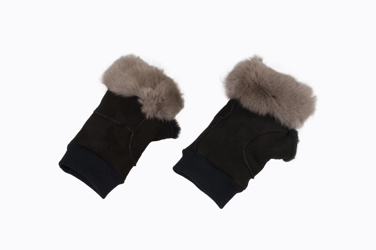 Fingerless gloves made of sheepskin, shearling women gloves, Leather  gloves, gift for women