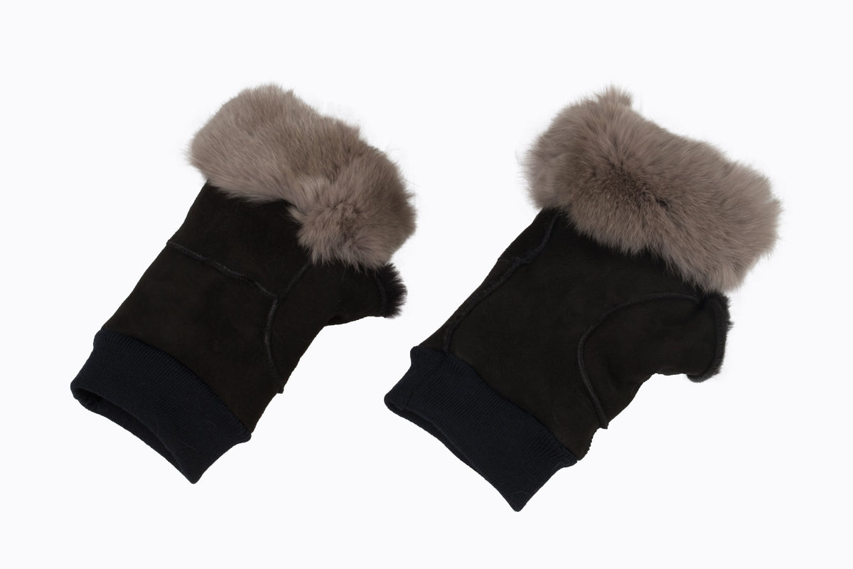 Fingerless gloves made of sheepskin, shearling women gloves, Leather  gloves, gift for women