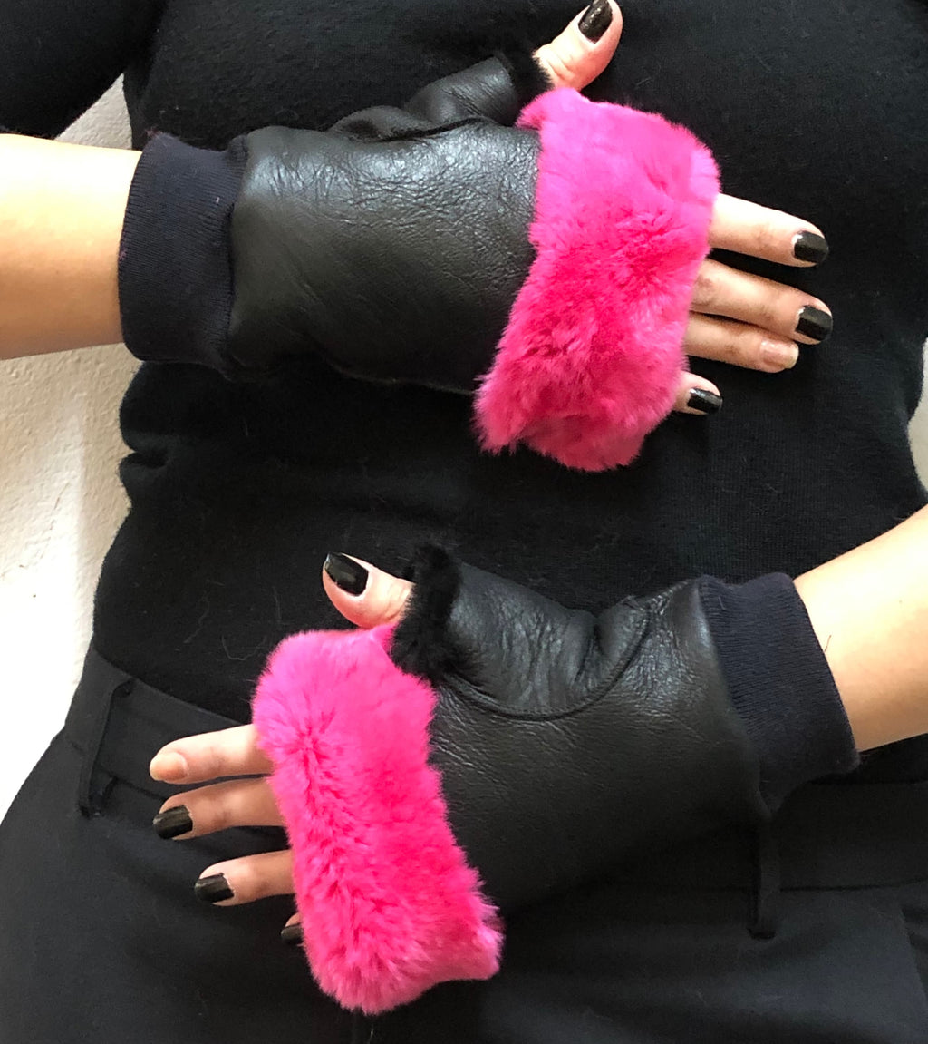 Sheepskin gloves , Shearling  Fingerless gloves, Luxury  gloves  gift for women