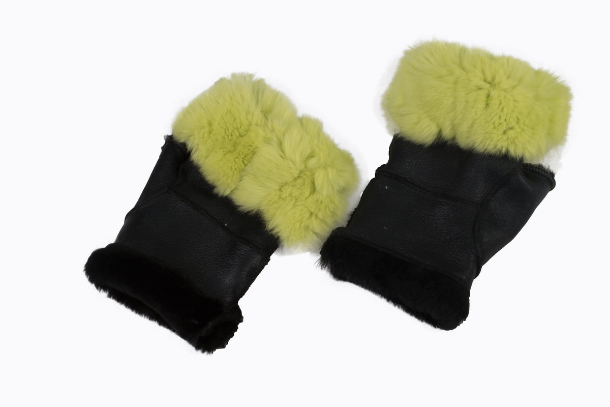 Beautiful  Sheepskin gloves ,  Fingerless gloves, rabbit  gloves, Fingerless mittens gloves, shealring gloves , luxury gift for women