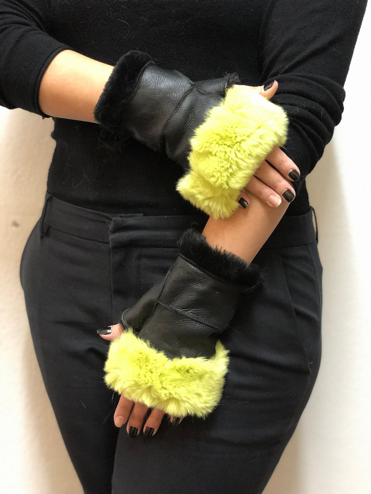 Beautiful  Sheepskin gloves ,  Fingerless gloves, rabbit  gloves, Fingerless mittens gloves, shealring gloves , luxury gift for women