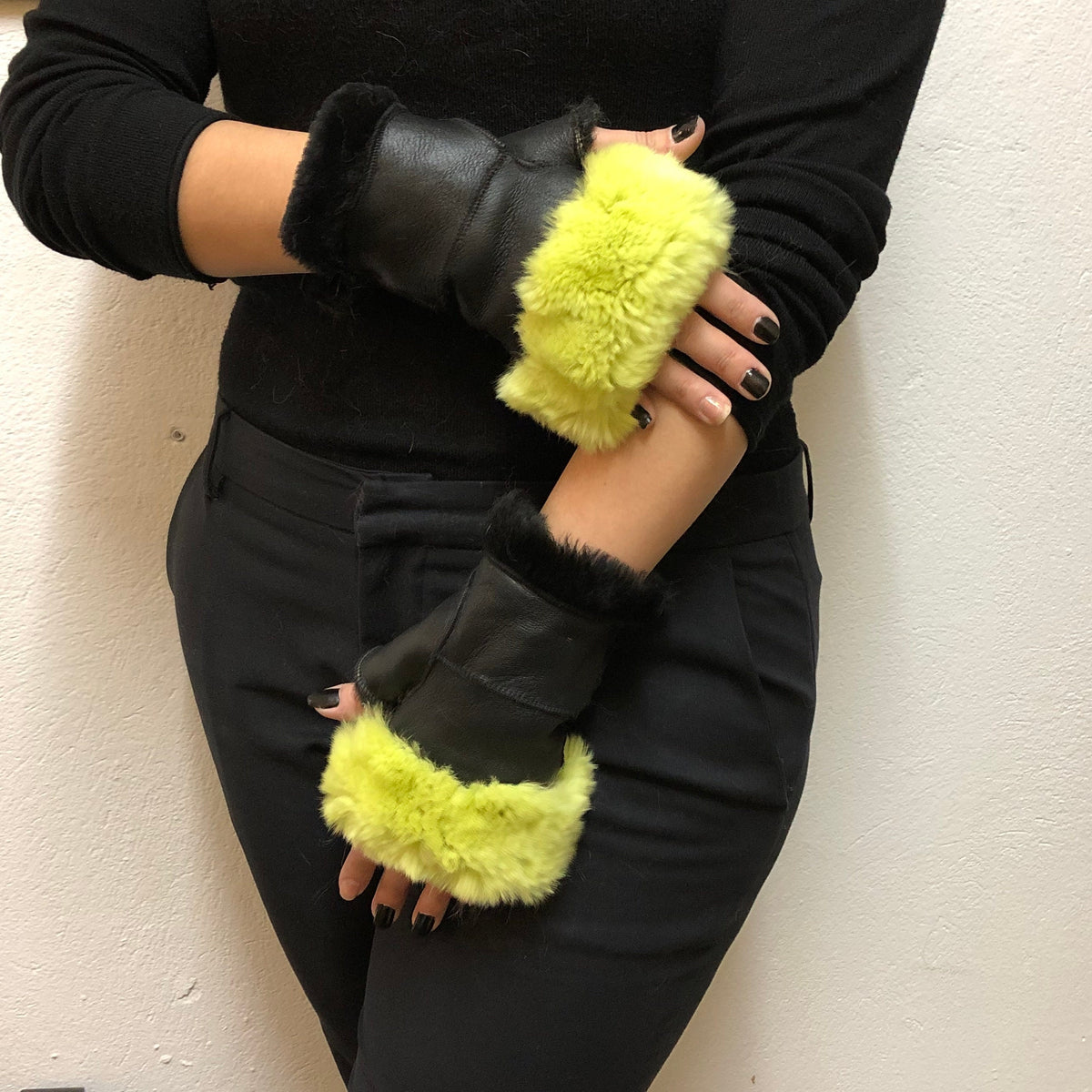 Beautiful  Sheepskin gloves ,  Fingerless gloves, rabbit  gloves, Fingerless mittens gloves, shealring gloves , luxury gift for women