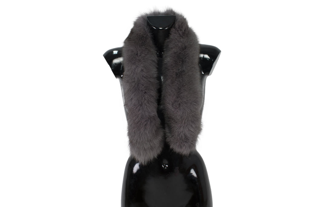 Fashionable  Fox Fur Small Collar Gray Color . Trim for hood