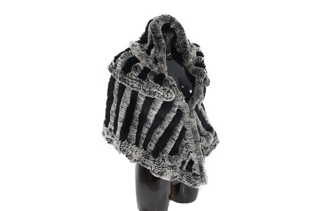 Knitted Rex rabbit Fur Stole | Rex Rabbit  FuR Poncho |  Fur Etolle | Luxury Gift For Women