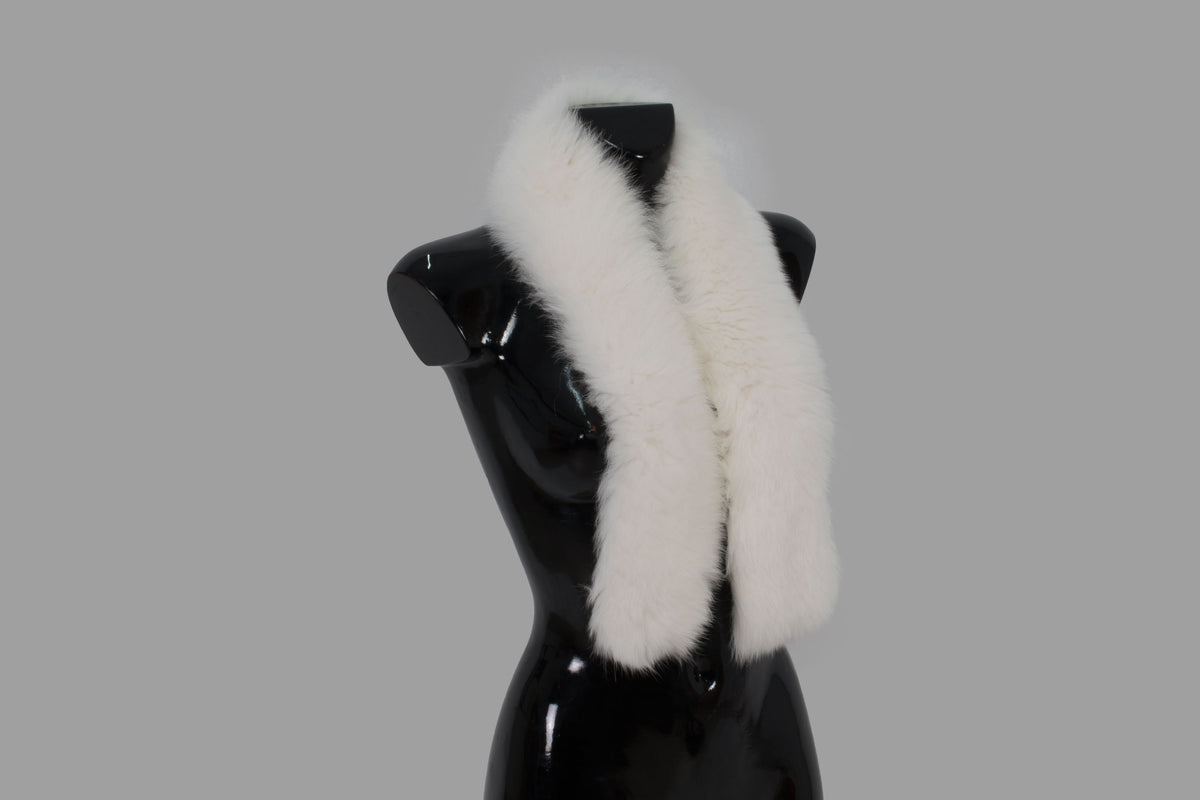 White Fur Trim | Fur Stripe For Hood | Detachable Fur Trim For Hood |  White Fox Fur Stripe | Fur Scarf