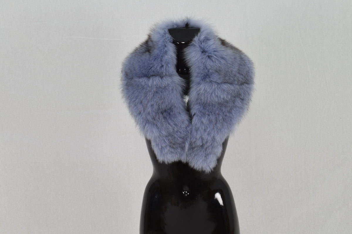 Beautiful Real   Natural Sea blue with black  Fox Fur Collar.