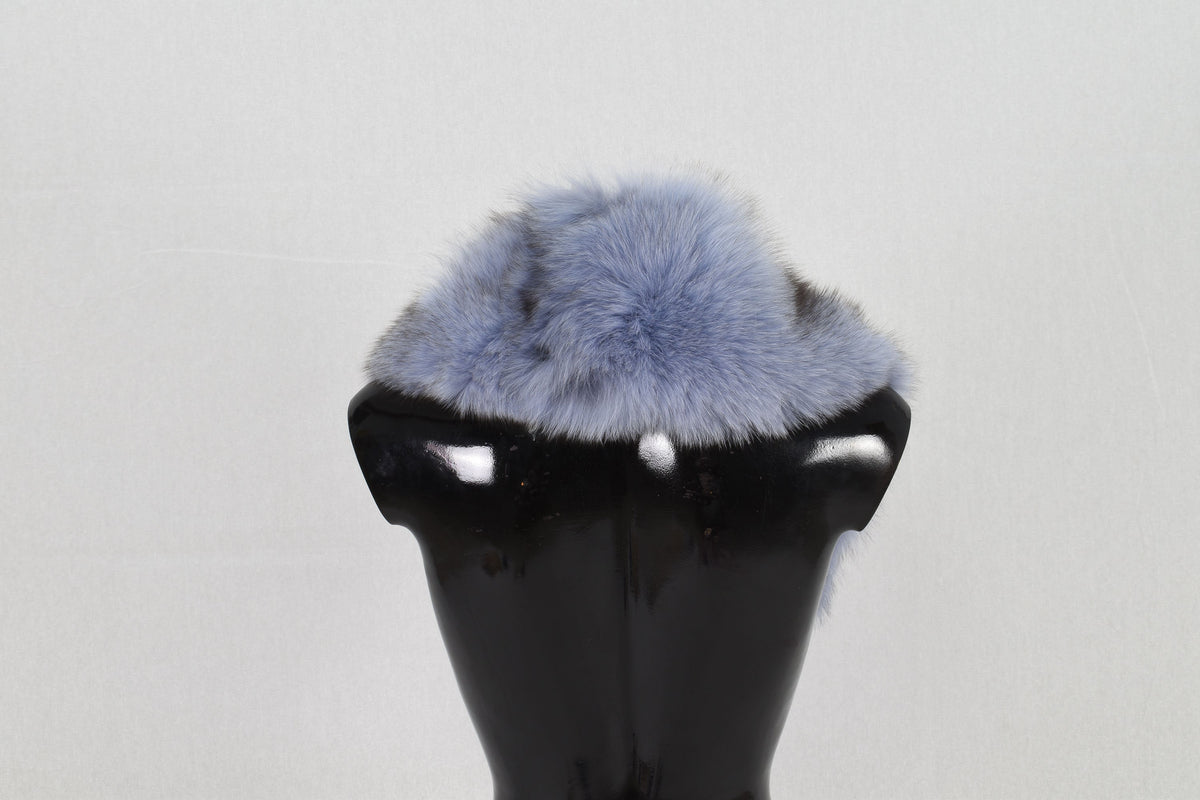 Beautiful Real   Natural Sea blue with black  Fox Fur Collar.