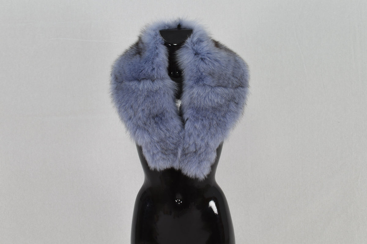 Beautiful Real   Natural Sea blue with black  Fox Fur Collar.