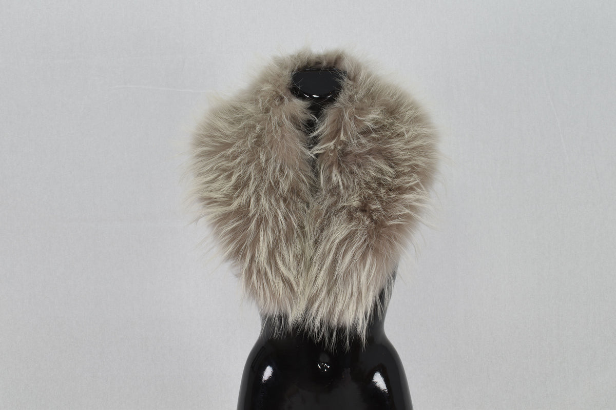 Fox Fur Collar  Beige -Silver Color