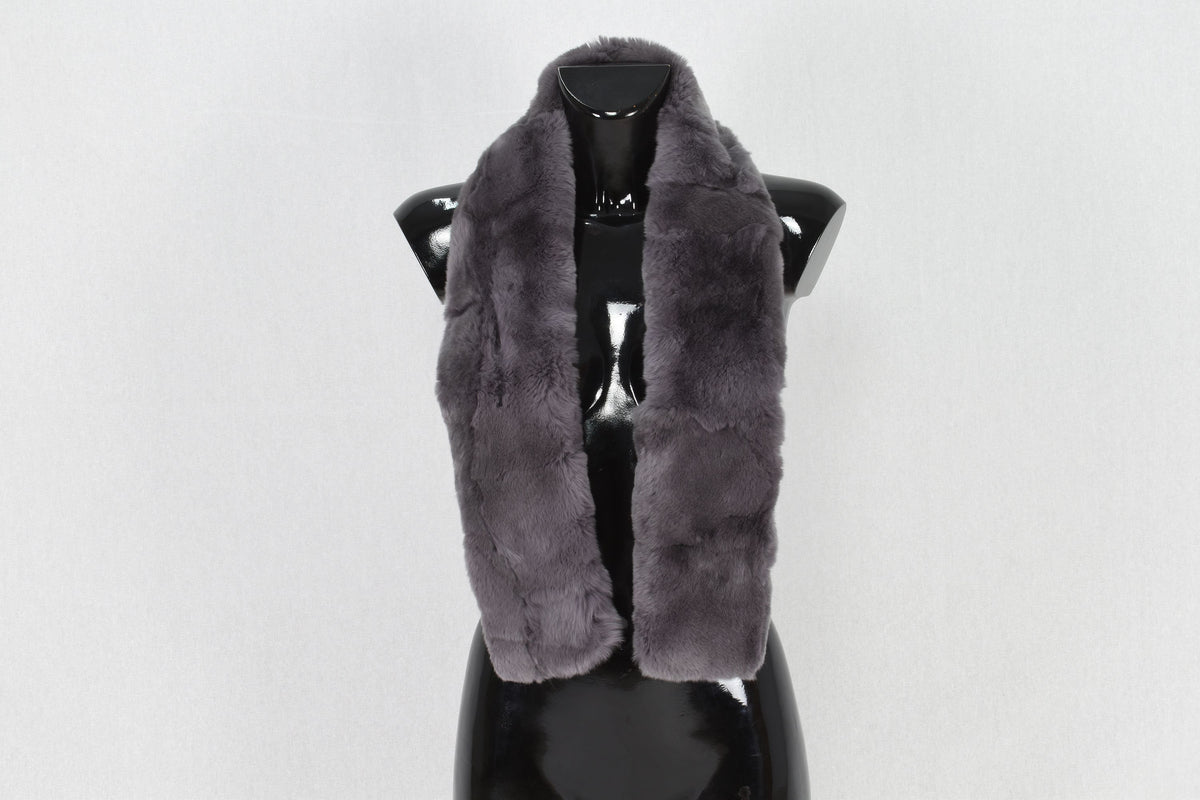 Gray Rex rabbit Real Fur Scarf. Gray Fur Neck  Wrap, Winter scarf,Women chunky scarf,