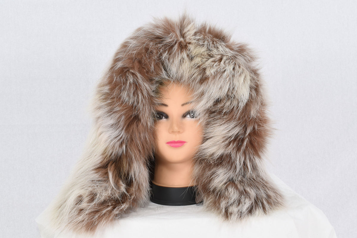 Genuine Real Beige Fox Fur Small Collar, Fur collar, Fur trim For hood, Hood Trim detachable,Fur Accessory