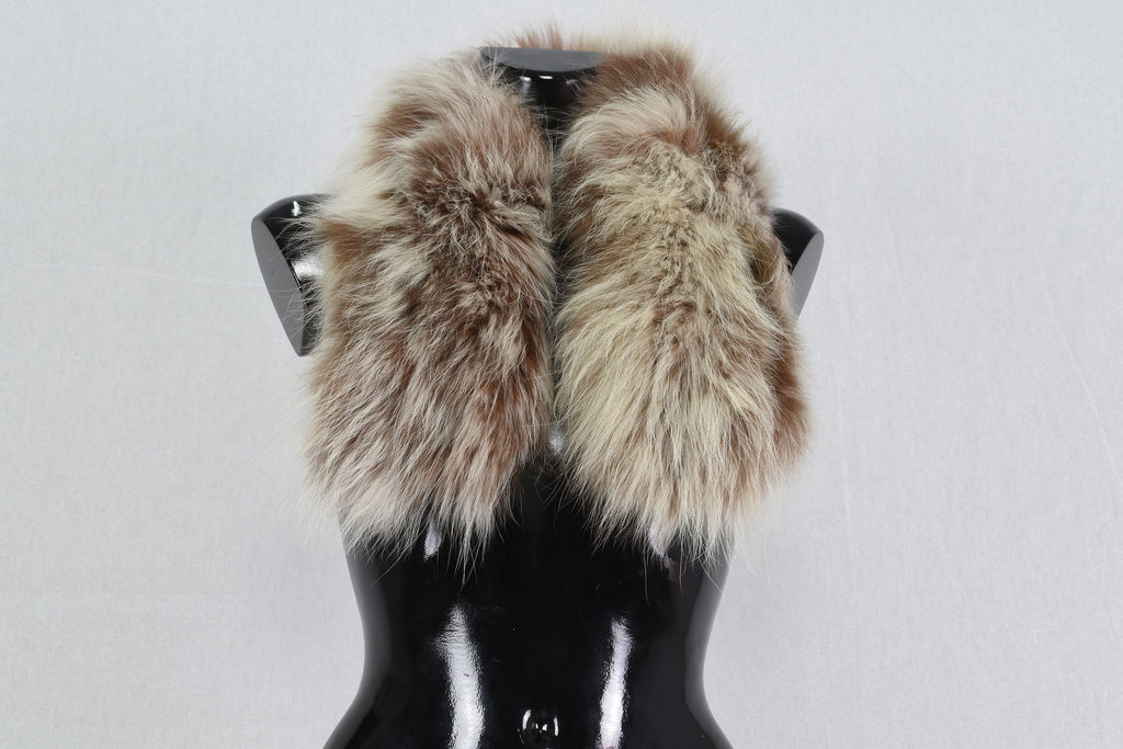 Genuine Real Beige Fox Fur Small Collar, Fur collar, Fur trim For hood, Hood Trim detachable,Fur Accessory