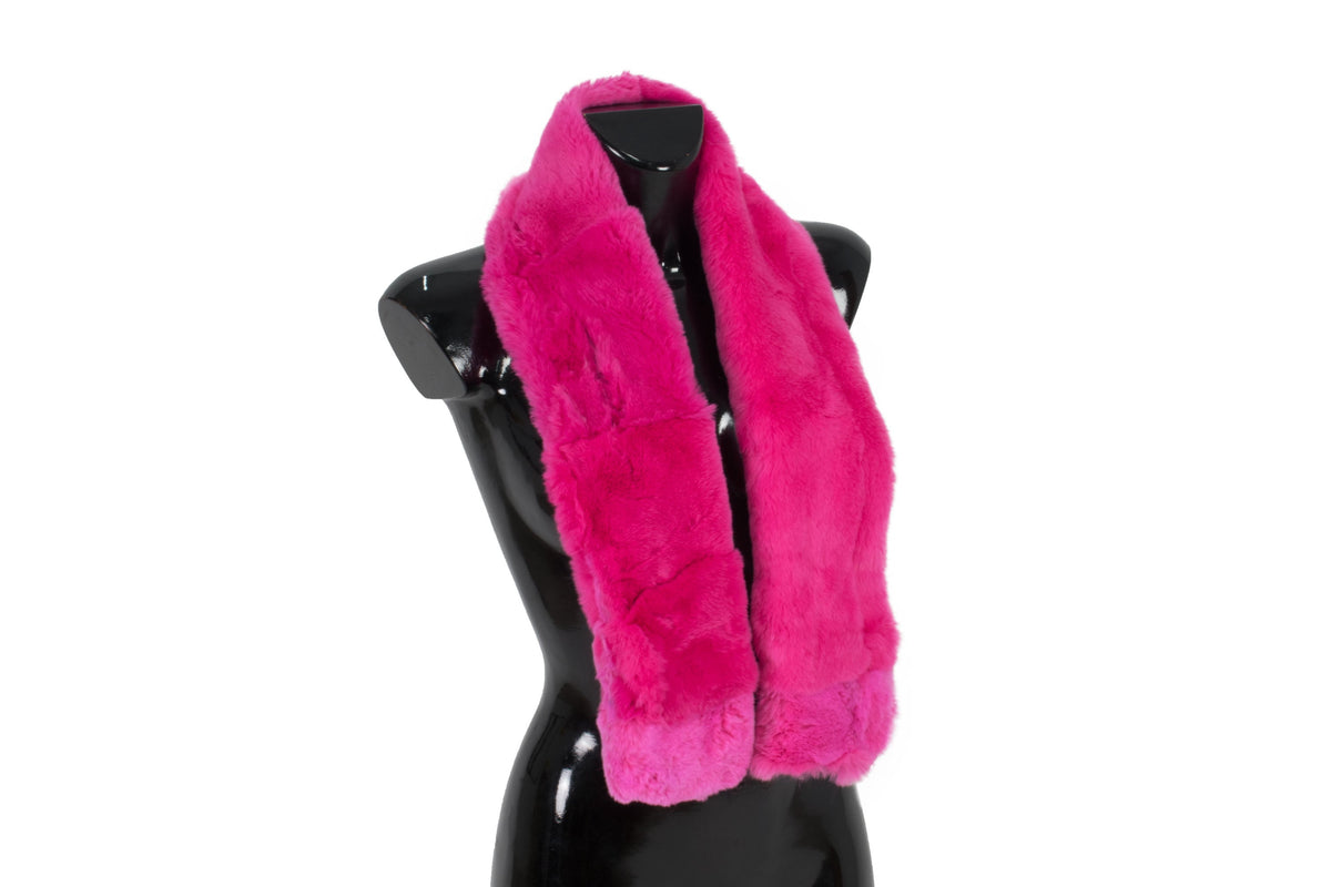Genuine  Rex rabbit Real Fur Scarf  (Fuchsia Color)