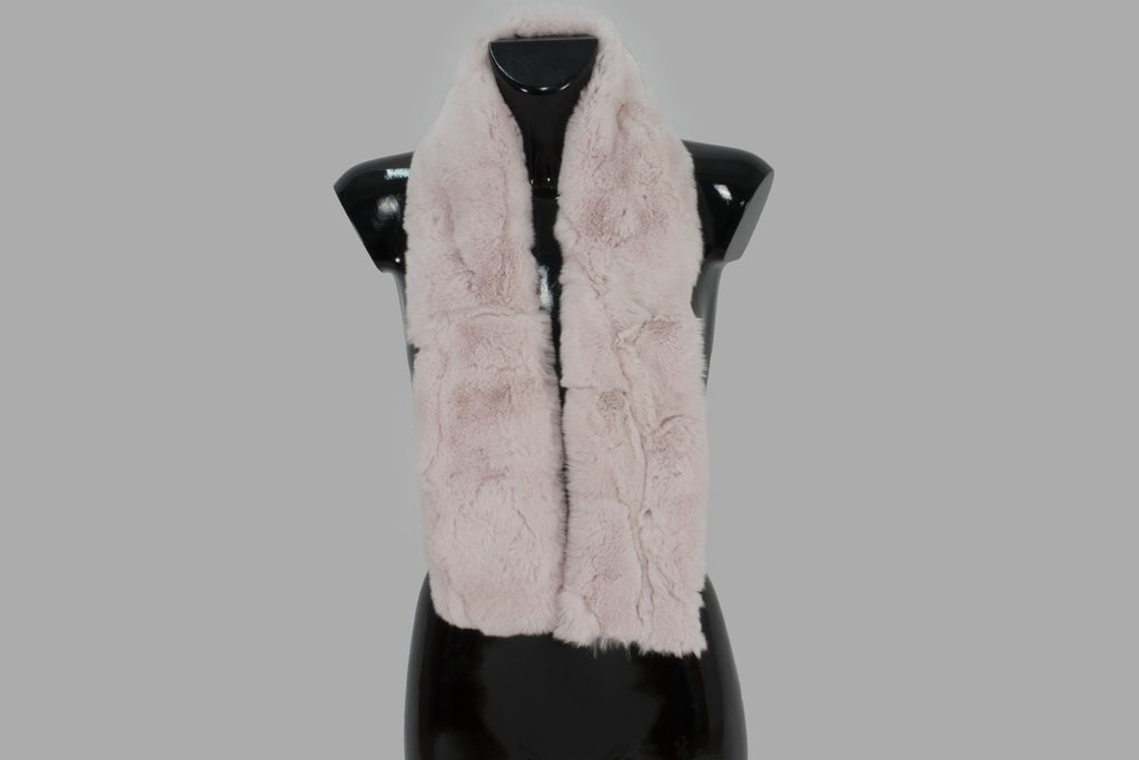 Light Pink Rex rabbit Real Fur Scarf