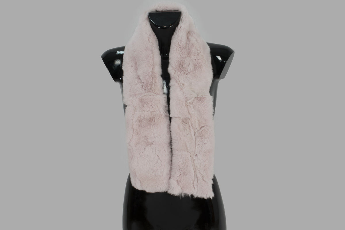 Light Pink Rex rabbit Real Fur Scarf