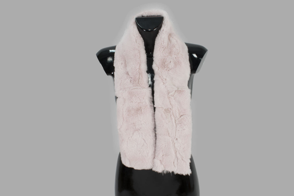 Light Pink Rex rabbit Real Fur Scarf