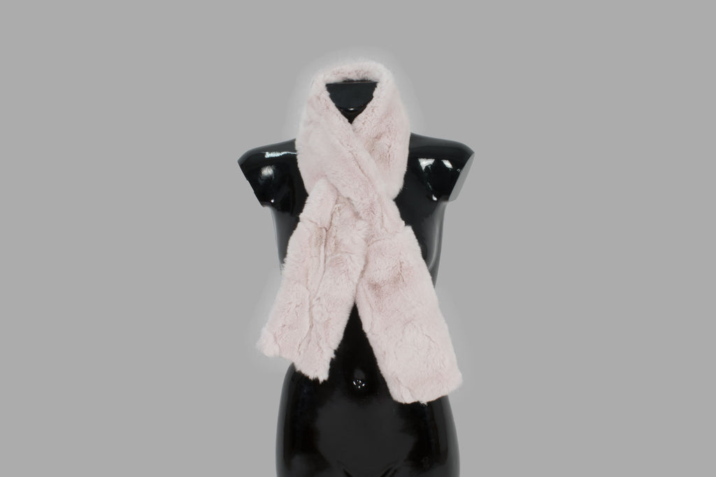 Light Pink Rex rabbit Real Fur Scarf