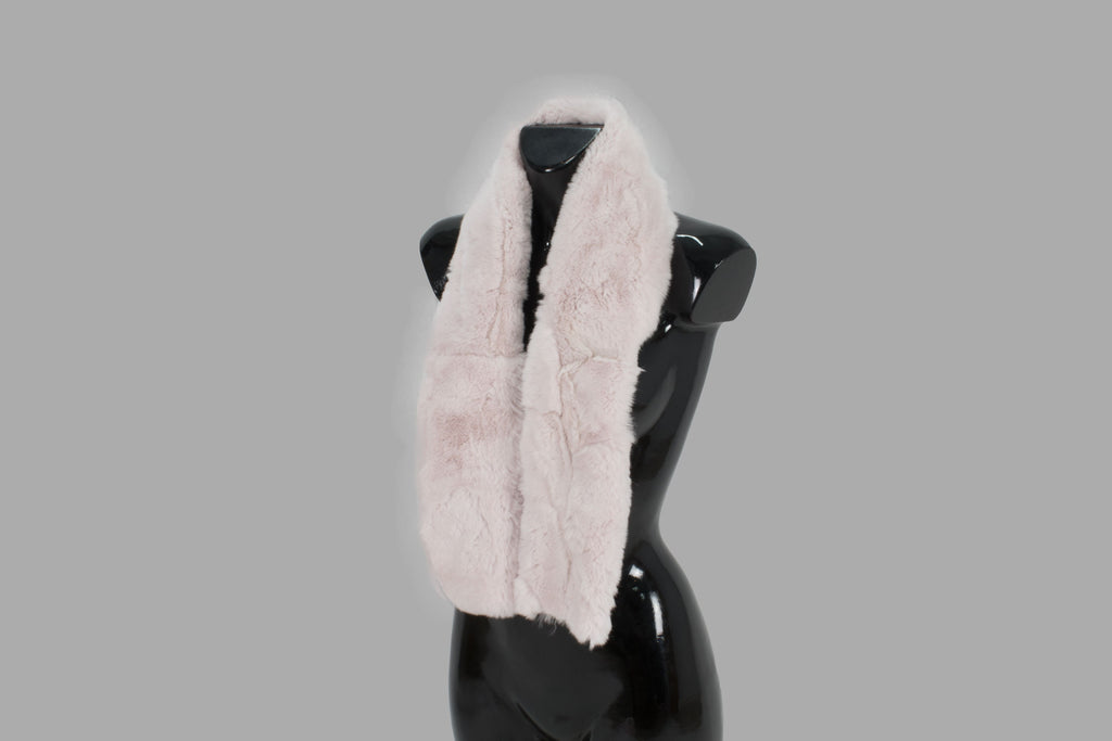 Light Pink Rex rabbit Real Fur Scarf