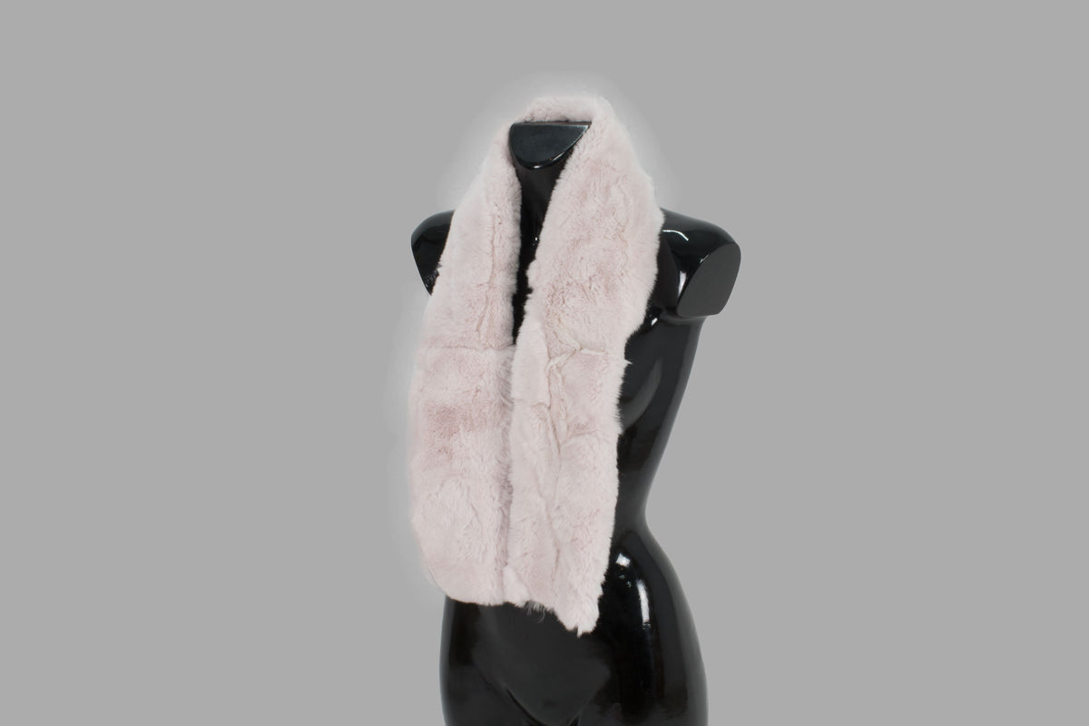 Light Pink Rex rabbit Real Fur Scarf
